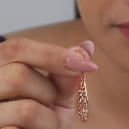 Rose Gold Lattice Teardrop Filigree Earrings