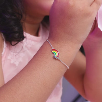 Silver Rainbow Hug Kids Bracelet (2 - 8 years)