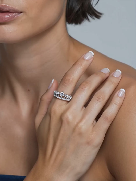 Silver Queen Crown Ring
