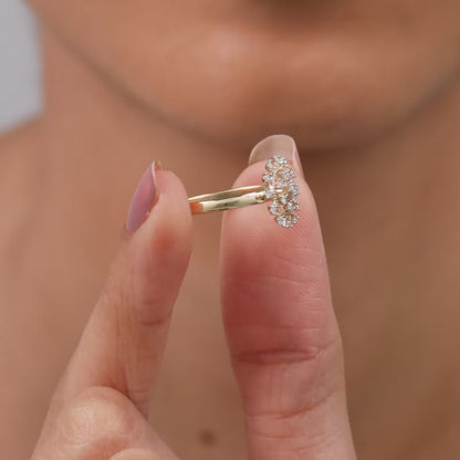 Gold Radiant Wheel Lab Grown Diamond Ring