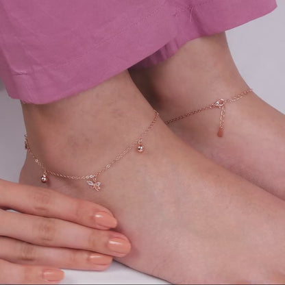 Rose Gold Butterfly Dance Anklet