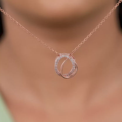 Rose Gold Bloom Ovate Pendant with Link Chain