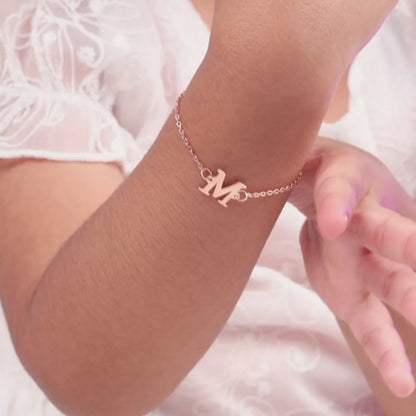 Rose Gold Personalised Initial Kids Bracelet (2 - 8 Years)