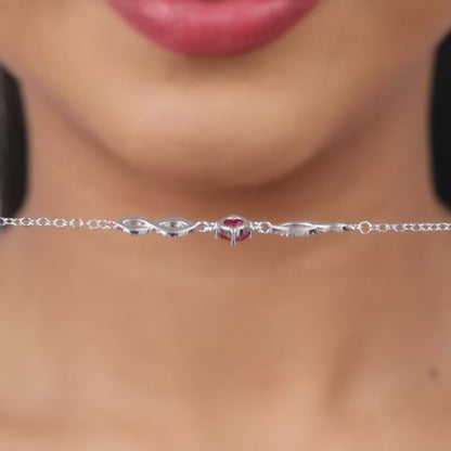 Silver Red Rebel Bracelet