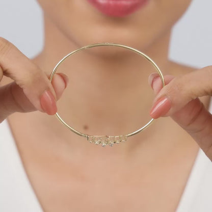 Gold Twirly Diamond Cuff Bracelet