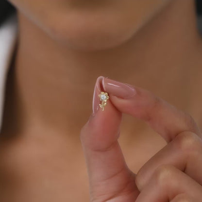 Gold Magnolia Diamond Earrings