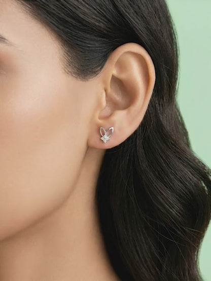 Silver Rabbit Stud Earrings