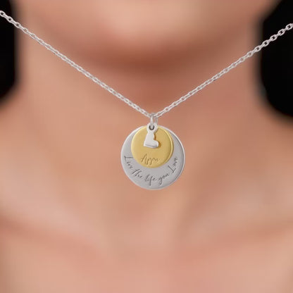 Dual Tone Golden Personalised Layered Coins Name Necklace
