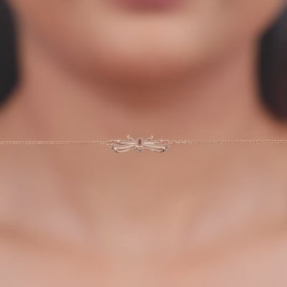 Rose Gold Bow Lab Grown Diamond Bracelet