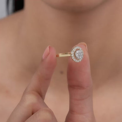 Gold Aurora Halo Lab Grown Diamond Ring