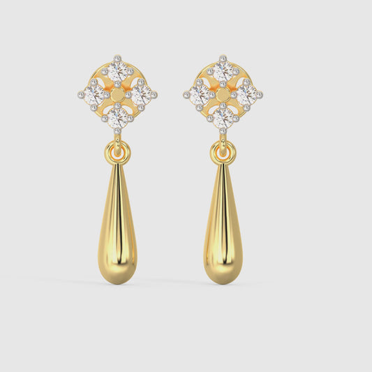Gold Radiant Drop Diamond Earrings