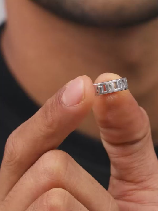 Silver Linked Ring For Him