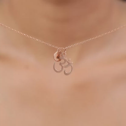 Rose Gold Personalised Om Pendant With Link Chain