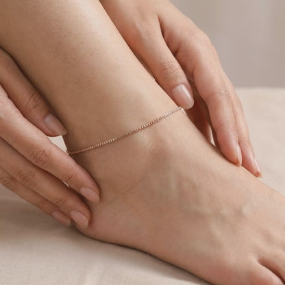 Rose Gold Box Chain Anklet