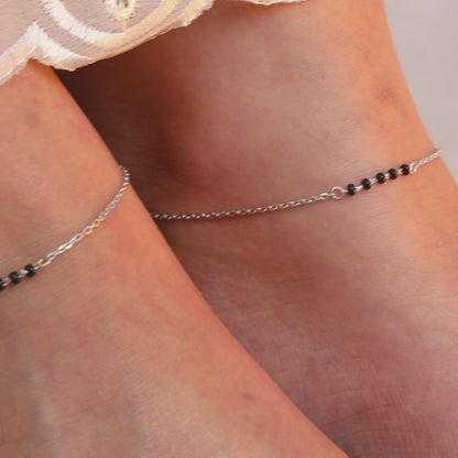 Silver Midnight Beads Anklet