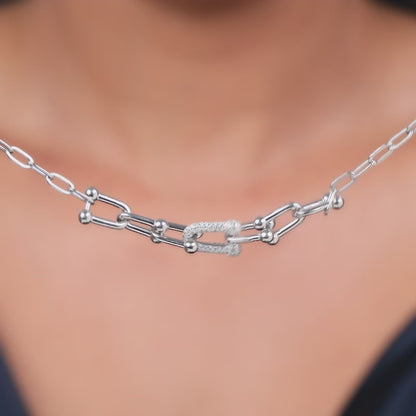 Silver Graduated Link Necklace