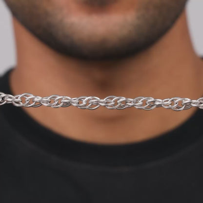 Silver Twisted Rope Chain For Him