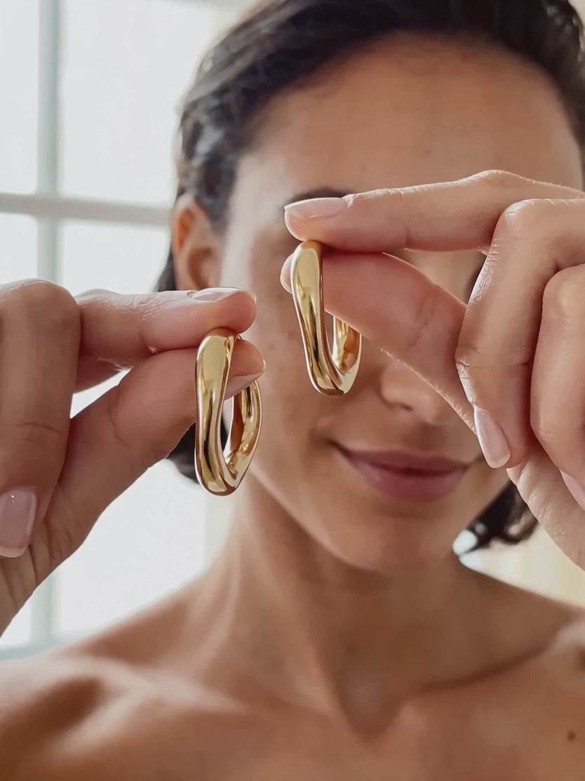 IXIA by GIVA Chunky Hollow Gold Plated Hoop Earrings
