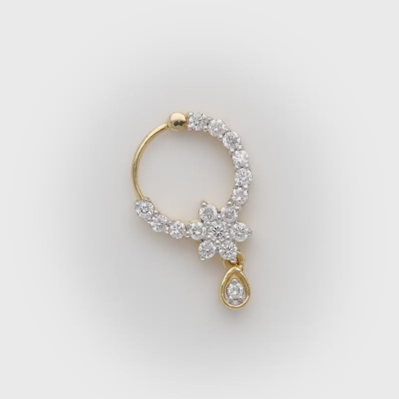 18K Yellow Gold Diamond Nose Stud | Sampat Jewellers Inc.