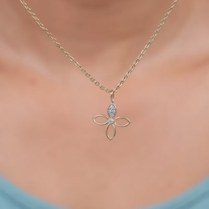 Gold Petal Sparkle Lab Grown Diamond Pendant