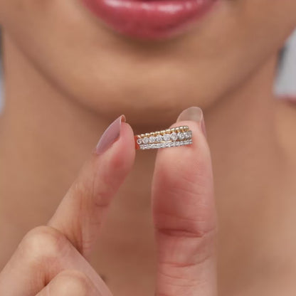 Gold Faux Stack Bezel Lab Grown Diamond Ring