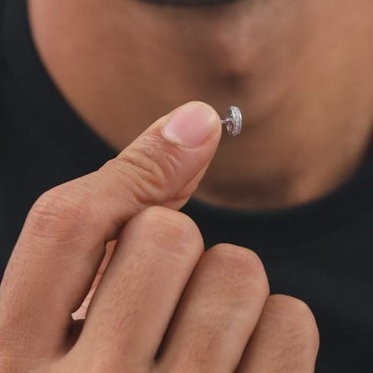 Silver White Ice Stud For Him