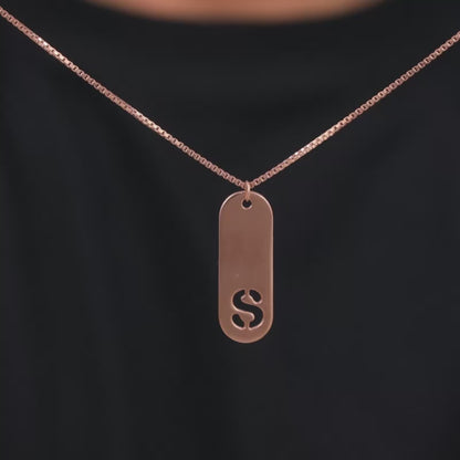 Rose Gold Personalised Alpha Tag Initial Pendant For Him