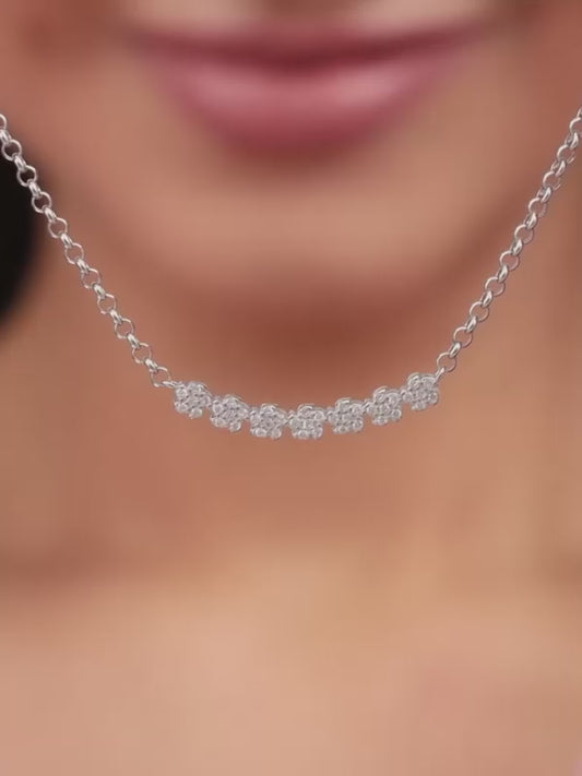 Silver Blooming Flower Necklace