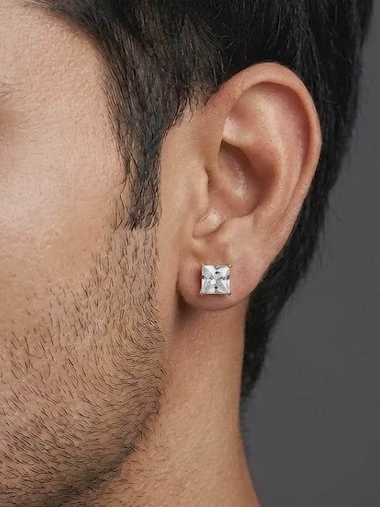 Golden Classy Zirconia Stud For Him