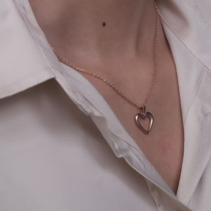 Rose Gold Classic Heart Pendant With Link Chain