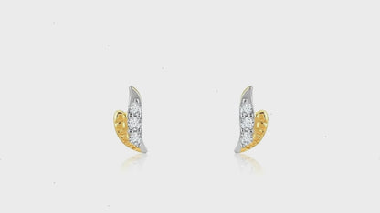 Gold Wavy Diamond Stud Earrings