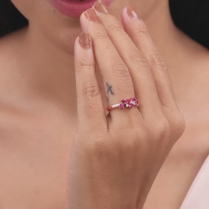 Rose Gold Pink and White Waves Ring