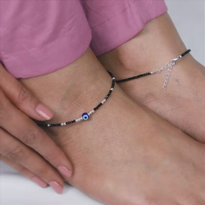 Silver Precious Evil Eye Anklet