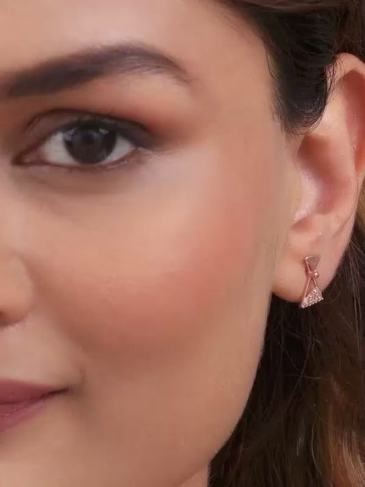 Rose Gold Triangular Elegance Earrings