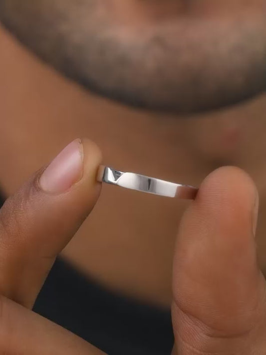 Silver Classic V Ring For Him