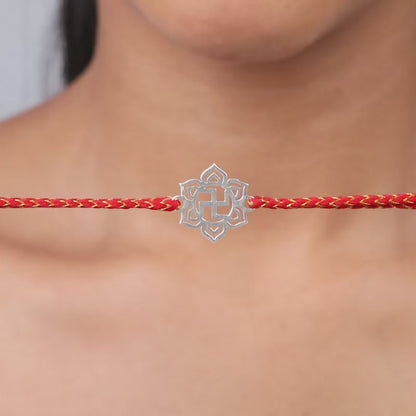 Silver Classic Swastik Rakhi