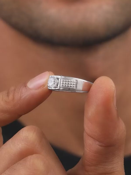 Silver Classic Stud Ring For Him