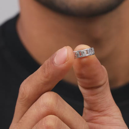 Silver Linked Ring For Him