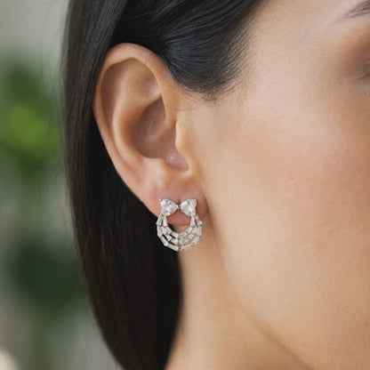 Silver Bow Heart Earrings