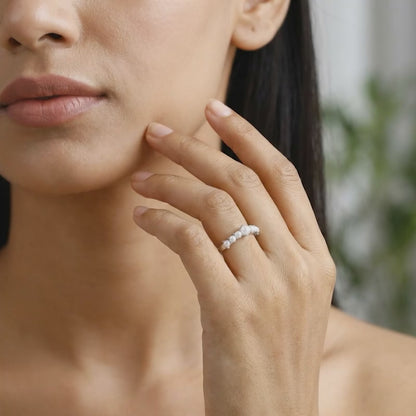 Kriti Sanon Silver Olivia Pearl Ring (Size 12)