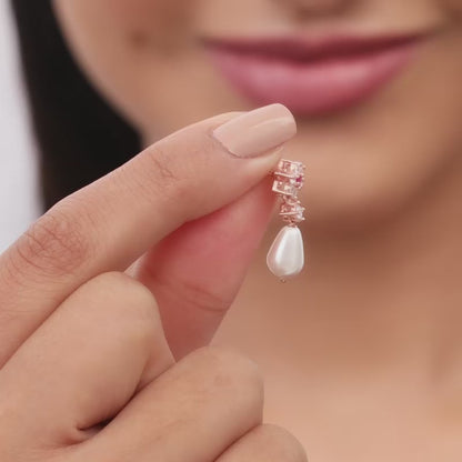 Rose Gold Pearl-Kissed Drop Earrings