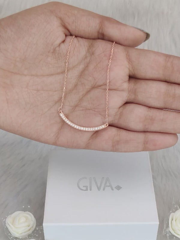 Rose Gold Zircon Arc Necklace