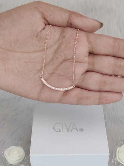 Rose Gold Zircon Arc Necklace