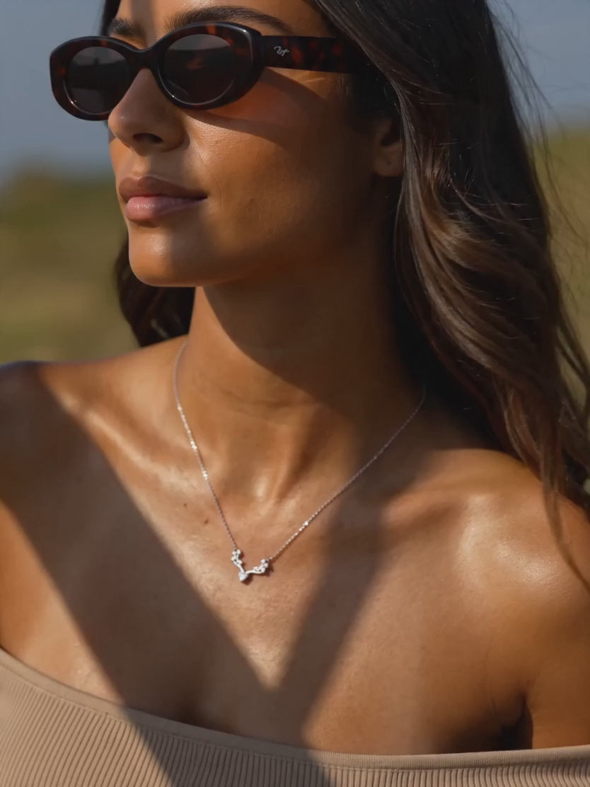 Silver Deer Heart Zircon Necklace