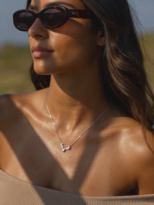 Silver Deer Heart Zircon Necklace
