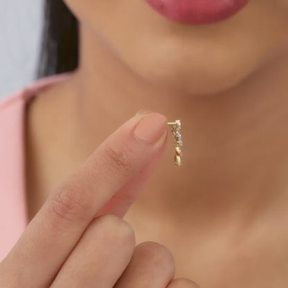 Asymmetrical Flower Earrings in Pure Gold with Lab-Grown Diamonds