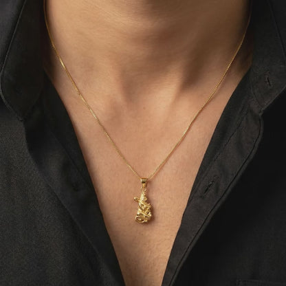 Golden Pavanputra Pendant With Box Chain For Him