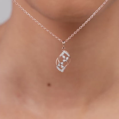 Rose Gold Leaf Glint Lab Grown Diamond Pendant