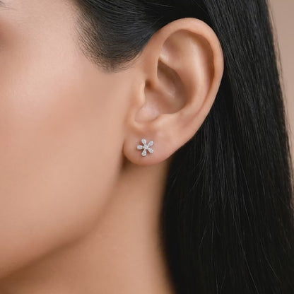 Gold Spectacular Flower Lab Grown Diamond Earrings