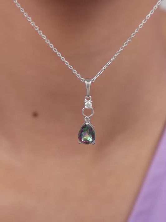 Silver Mystic Haze Pendant With Link Chain